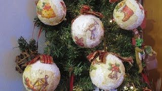 Palline per lalbero di Natale DIY decoupage [upl. by Harness702]