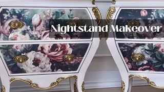 Nightstand Makeover DIY Hardware And Romantic Patterns [upl. by Ardolino]