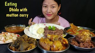 Authentic Nepali Food Dhido With Mutton Curry  Fish Curry  Chicken Gizzards  Nepali Mukbang Asmr [upl. by Norri2]