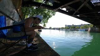 Shore Fishing Erie Canal Chilling Under Old Train Bridge in Tonawanda NY [upl. by Suirtimed]