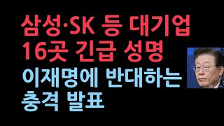 삼성·SK 등 16곳 주요기업 사장단 긴급성명 발표이재명 정책에 반대 [upl. by Ecirp]