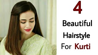 4 beautiful Easy Hairstyle for girls with Kurti [upl. by Kcirddes]