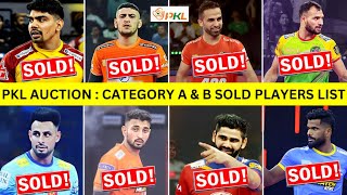 Pro Kabaddi 2024 Category A amp B Sold Players List  PKL 11 Auction Day 1 Highlights  Kabaddi Star [upl. by Annoed]