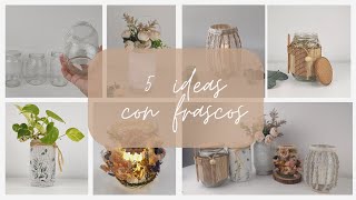 5 IDEAS fáciles con FRASCOS Esmerilado casero  Decoupage  Reciclaje  Artesanato  Manualidades [upl. by Lundeen]