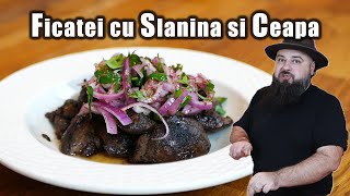 Ficatei de Pui la Tigaie cu Slanina Afumata si Salata de Ceapa  Florin Arvunescu [upl. by Imoen]