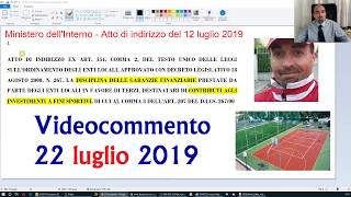 Impianti sportivi e mutui  Atto di indirizzo Mininterno 2272019 [upl. by Aronoff507]