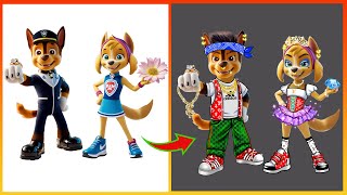 Chase Paw Patrol amp Skye Dress Up Gucci Lv Clothes  Paw Patrol GLOW UP [upl. by Lunt91]