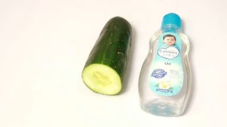 Use Johnson Baby Oil and cucumber get Ageless amp Glowing Skin In 10 Min [upl. by Annayhs638]