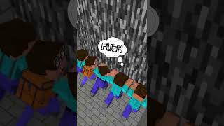 HELP STEVES FOR PUSH THE BEDROCK AT MAZE funny minecraft minecraftshorts minecraftmemes [upl. by Willey]