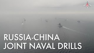 Russian Chinese navies destroy mock enemy submarine during joint drills in Pacific Ocean [upl. by Fadden]