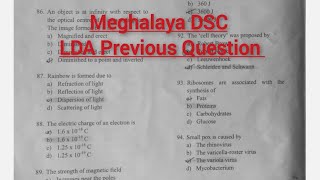 Meghalaya DSC  LDA Previous Question  General Sciencemeghalaya dsc [upl. by Grosz]