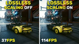 Cyberpunk 2077  RX 580  Lossless Scaling OFF vs ON  x4 Mode [upl. by Shakti]