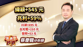 中視【價值型投資】20241206蔡慶龍：緯穎545 元 兆利59 川湖695 元 台光電210 元營邦53 元 中視 中視新聞 蔡慶龍 價值型投資 摩爾證券投顧 [upl. by Gustavo]