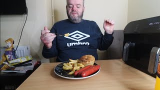 chefree aw20 air frier review and pie chips saveloy and cheese spam fritter uk mukbang [upl. by Josler31]