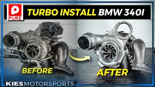 BIG TURBO install on an F30 340i B58 BMW Pure 800 [upl. by Truda287]