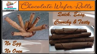 Chocolate Wafer Rolls Without Oven amp Egg  Chocolate Cigarettes  Chocolate Wafers Recipe  Wafers [upl. by Dragon]