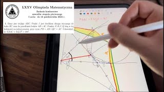 Olimpiada 75ta stopień 1 niby łatwa geometria a wymagała 4 podejść [upl. by Becket]