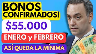 🛑 BONO de 55000 en ENERO y FEBRERO 2024 Así queda la jubilación mínima tras el aumento DNU MILEI [upl. by Dylana]