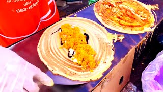 Amazing Pancake Roll with eggs Pork Chop sausage Thai Snack Thai Street Food  Food Good Taste [upl. by Thesda191]