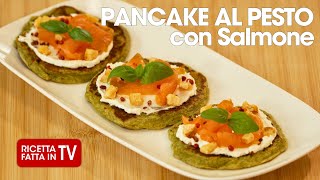 PANCAKE AL PESTO CON SALMONE di Benedetta Rossi  Ricetta TV Fatto in Casa per Voi [upl. by Ajnos]