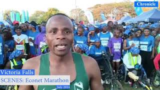 Falling for the finishing line Econet Victoria Falls marathon moments 2024 [upl. by Naivart]