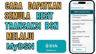 Cara dapatkan semula resit transaksi MyBSN [upl. by Nessie931]