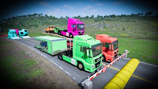 TRANSPORTING PIXAR CARS amp FRUITS WITH COLORED amp JOHN DEERE vs CLAAS vs TRACTORS  BeamNGdrive 54 [upl. by Bentlee]