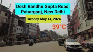 Walking tour Desh Bandhu Gupta Road Paharganj New Delhi Hotels lodges restaurants walking [upl. by Analat]