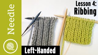 How to Knit  Ribbing 1x1 and 2x2  Lesson 4 Left Handed [upl. by Meris]