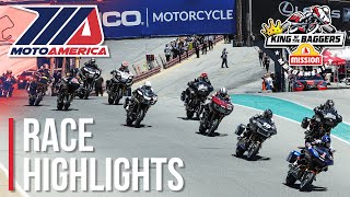 MotoAmerica Mission King of the Baggers Race Highlights at Laguna Seca 2022 [upl. by Icnarf315]