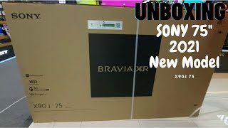 Unboxing Sony 75quot BRAVIA XR X90J Full Array LED Smart TV 4K Ultra HD High Dynamic Range HDR 2021 [upl. by Morra]