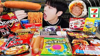 ASMR MUKBANG  편의점 직접 만든 불닭볶음면 짜파게티 김밥 디저트 먹방 amp 레시피 FIRE NOODLES HOTDOG EATING [upl. by Watanabe]