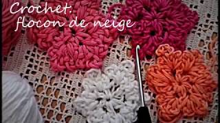 Crochet FLOCON DE NEIGE Comment faire le flocon de neige au crochet  soustitré [upl. by Leinahtan413]