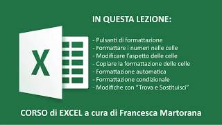 EXCEL tutorial 4 Formattare le celle in Excel [upl. by Eluk]