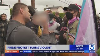 Elementary school Pride protest in North Hollywood turns violent [upl. by Alesram64]