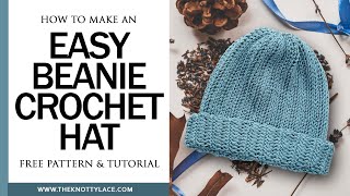 Easy Beanie Crochet Hat for Beginners Free Written Pattern in the link [upl. by Animsay]