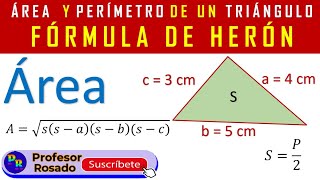 Área y Perímetro de un triángulo  Aplicando fórmula de Herón  Vídeo 1 [upl. by Presber]