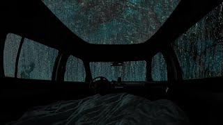 🔴10 Hours ASMR 😴 Overnight in the car during heavy rain and thunderstorms to rest and sleep [upl. by Manas]