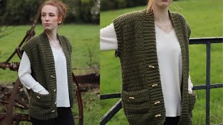 Easy Crochet Fall Vest Beginner Friendly [upl. by Graniela]