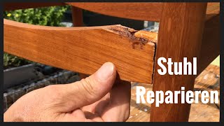 DIY Stuhl selber reparieren Midcentury Stuhl dübeln verleimen und auffrischen [upl. by Nylekoorb]