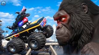 Kong vs Giant Police Monster Truck  City Heroes Police Cars Action Packed Rescue  Hero Cars Movie [upl. by Kermy19]