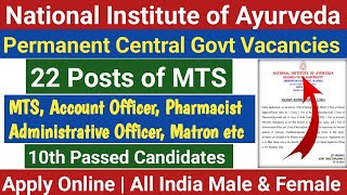 NIA Jaipur Recruitment 2024  10th pass MTS Posts  Permanent Central Govt Jobs [upl. by Anirba]