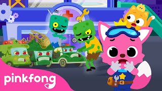 Help the Zombie Police Car Return to Normal  🚓 Car Hospital  BEST Car Songs  Official Pinkfong [upl. by Grannias]