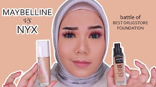 BATTLE OF MAYBELLINE SUPERSTAY VS NYX CANT STOP WONT STOP FOUNDATION BAHASA [upl. by Eedyak]