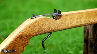 DIY Slingshot  Powerful And Accurate Wooden Slingshot Easy To Create [upl. by Klenk]