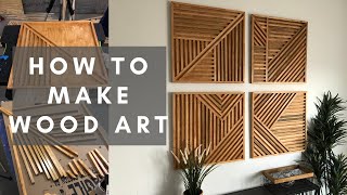 How To Make Geometric Wood Wall Art DIY [upl. by Atelokin]