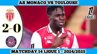 AS MONACO VS TOULOUSE  20  Matchday 14 Ligue 1  202425 [upl. by Ettenay756]