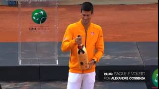 Djokovic hits himself in the head with a cork [upl. by Iahk]