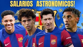 OS SALÁRIOS MILIONÁRIOS DOS JOGADORES DO BARCELONA EM 2024💵 [upl. by Etteve]