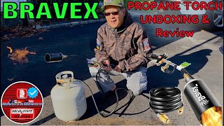 BRAVEX PROPANE TORCH amp 800K BTU WEED BURNER WPUSH BUTTON FLAME IGNITER KNOB TRIGGER UNBOXING REVIEW [upl. by Nezam]